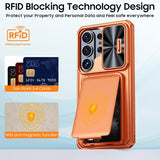 📱 جراب Samsung Galaxy S24 Ultra / S25 Ultra / S26 Ultra – حماية 360° + حافظة بطاقات RFID + ستاند مدمج