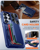 📱 جراب Samsung Galaxy S24 Ultra / S25 Ultra / S26 Ultra – حماية 360° + حافظة بطاقات RFID + ستاند مدمج