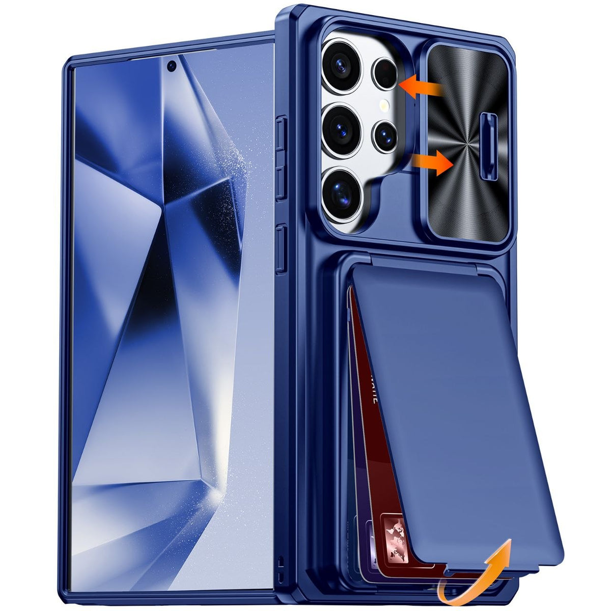 📱 جراب Samsung Galaxy S24 Ultra / S25 Ultra / S26 Ultra – حماية 360° + حافظة بطاقات RFID + ستاند مدمج